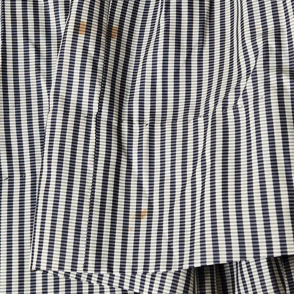 Vintage handmade striped dress 50s 60s XXS petite high neck blue cream ivory - Picture 11 of 15